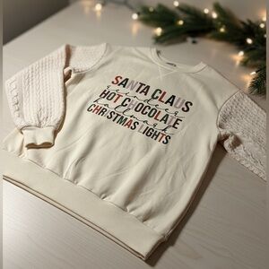 NWT Cream Holiday Sweatshirt with Festive Holiday text